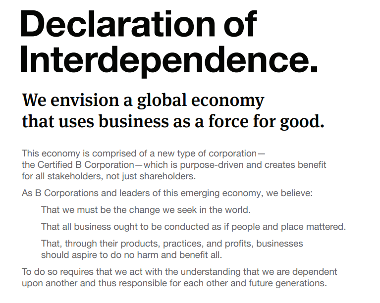 B Corp Declaration